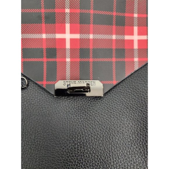 Steve Madden Large Faux Leather Black/Red Black Plaid Back Pack Purse